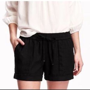 Black linen shorts